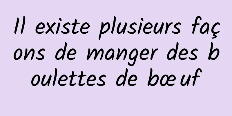 Il existe plusieurs façons de manger des boulettes de bœuf