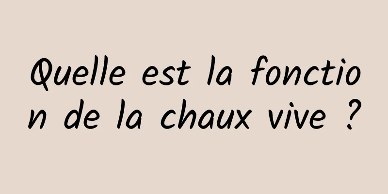 Quelle est la fonction de la chaux vive ?