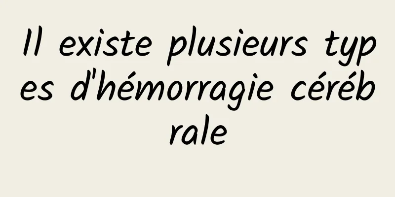 Il existe plusieurs types d'hémorragie cérébrale