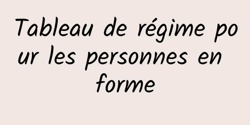 Tableau de régime pour les personnes en forme