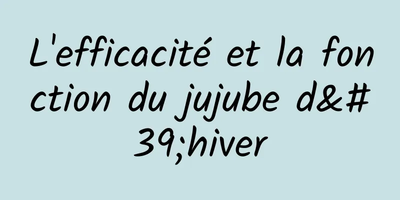 L'efficacité et la fonction du jujube d'hiver