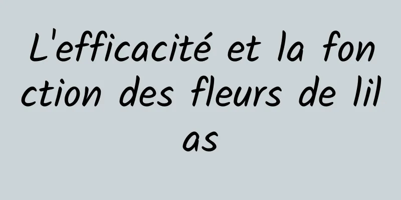 L'efficacité et la fonction des fleurs de lilas