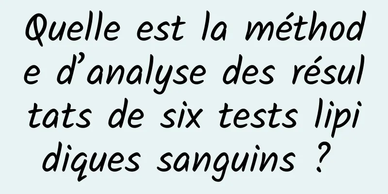 Quelle est la méthode d’analyse des résultats de six tests lipidiques sanguins ? 