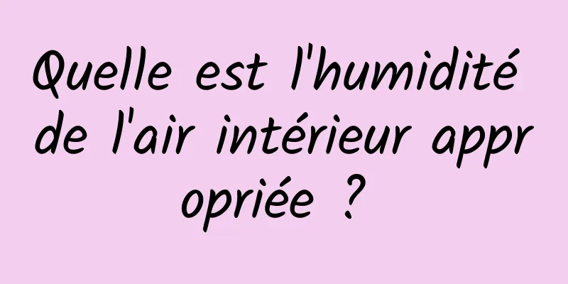 Quelle est l'humidité de l'air intérieur appropriée ? 