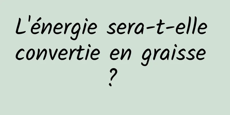L'énergie sera-t-elle convertie en graisse ? 