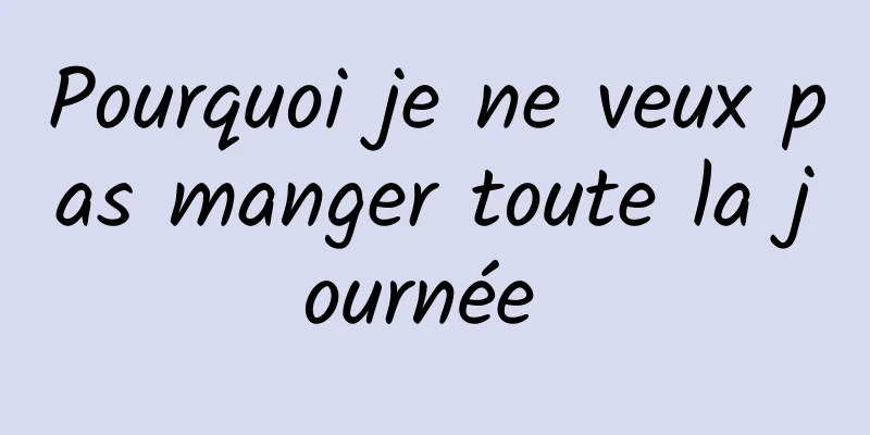 Pourquoi je ne veux pas manger toute la journée 