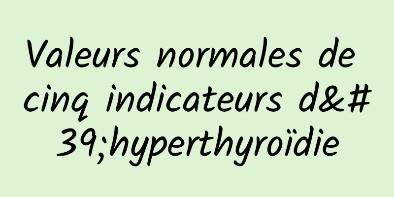 Valeurs normales de cinq indicateurs d'hyperthyroïdie