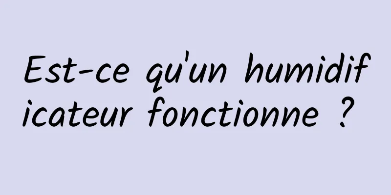 Est-ce qu'un humidificateur fonctionne ? 