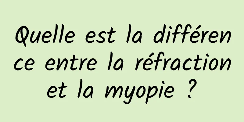 Quelle est la différence entre la réfraction et la myopie ? 