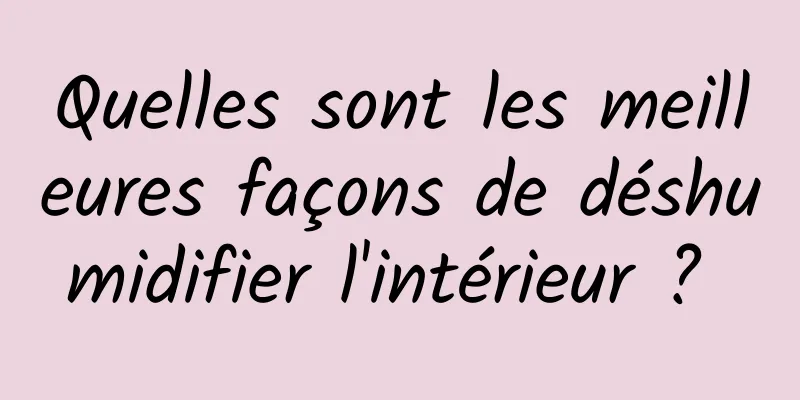 Quelles sont les meilleures façons de déshumidifier l'intérieur ? 
