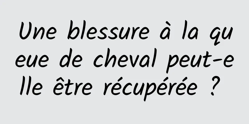 Une blessure à la queue de cheval peut-elle être récupérée ? 