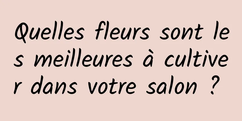 Quelles fleurs sont les meilleures à cultiver dans votre salon ? 