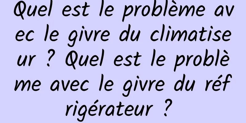 Quel est le problème avec le givre du climatiseur ? Quel est le problème avec le givre du réfrigérateur ? 