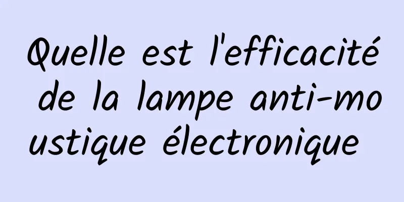 Quelle est l'efficacité de la lampe anti-moustique électronique 