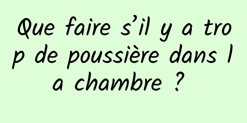 Que faire s’il y a trop de poussière dans la chambre ? 
