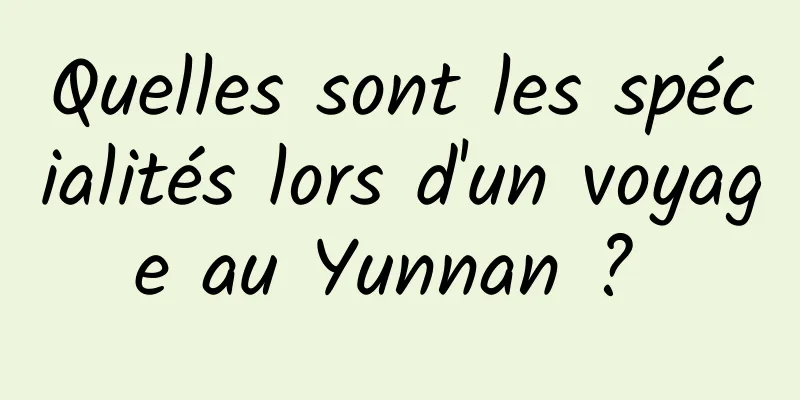 Quelles sont les spécialités lors d'un voyage au Yunnan ? 