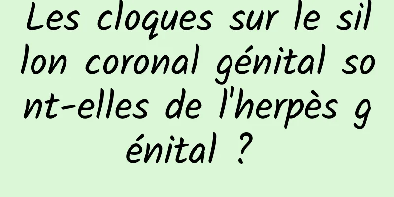 Les cloques sur le sillon coronal génital sont-elles de l'herpès génital ? 