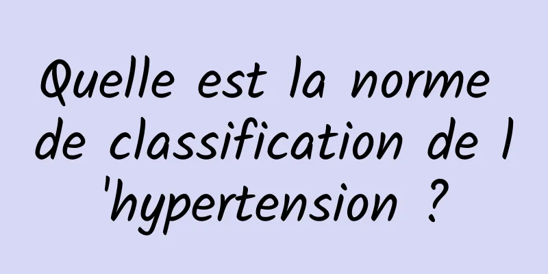 Quelle est la norme de classification de l'hypertension ?