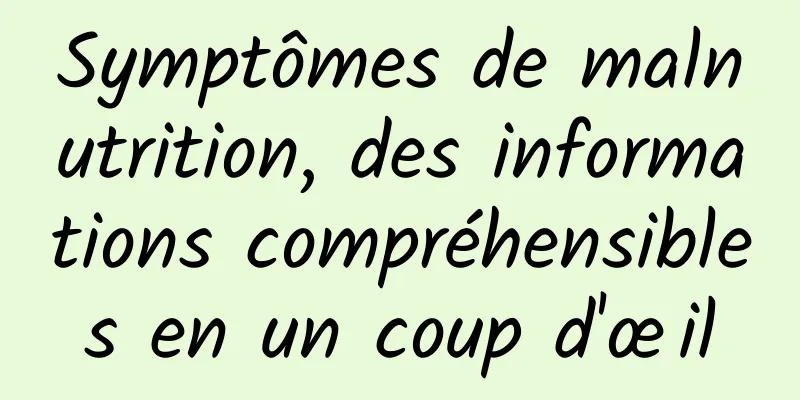 Symptômes de malnutrition, des informations compréhensibles en un coup d'œil