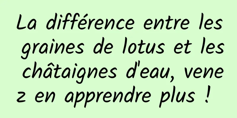 La différence entre les graines de lotus et les châtaignes d'eau, venez en apprendre plus ! 