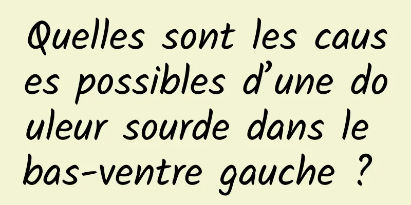 Quelles sont les causes possibles d’une douleur sourde dans le bas-ventre gauche ? 