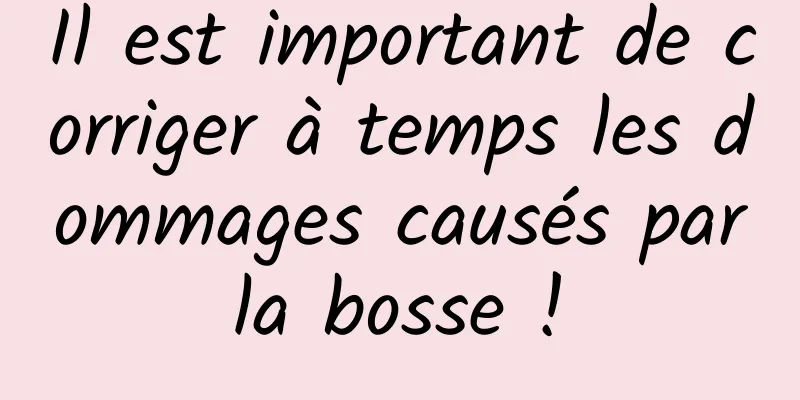 Il est important de corriger à temps les dommages causés par la bosse ! 