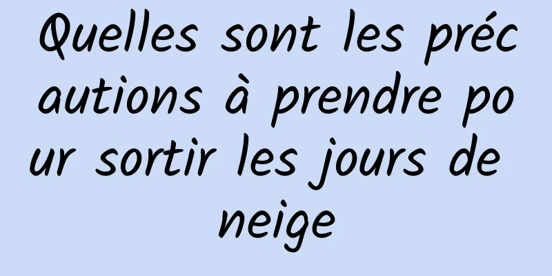 Quelles sont les précautions à prendre pour sortir les jours de neige