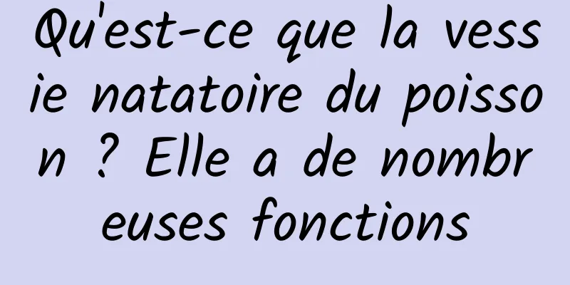 Qu'est-ce que la vessie natatoire du poisson ? Elle a de nombreuses fonctions
