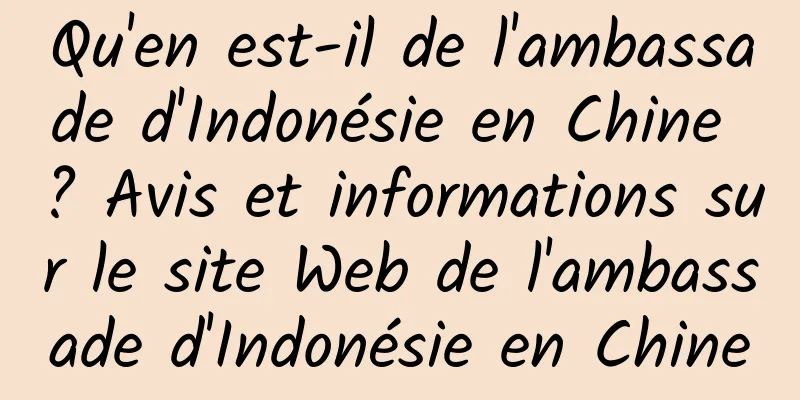 Qu'en est-il de l'ambassade d'Indonésie en Chine ? Avis et informations sur le site Web de l'ambassade d'Indonésie en Chine