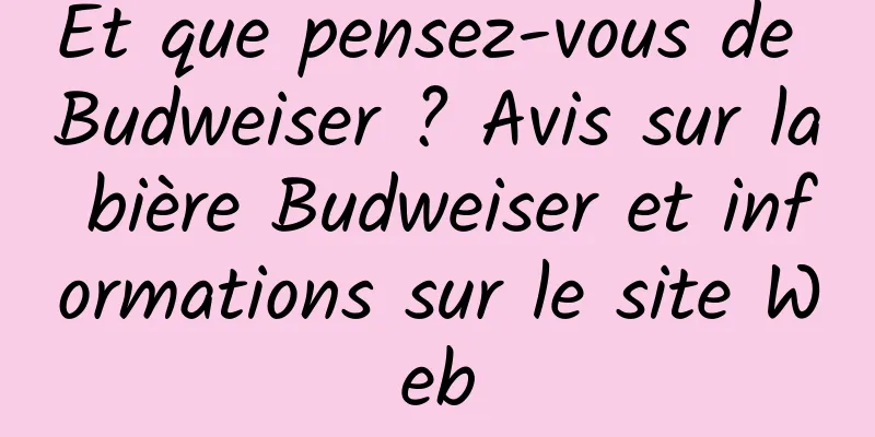 Et que pensez-vous de Budweiser ? Avis sur la bière Budweiser et informations sur le site Web