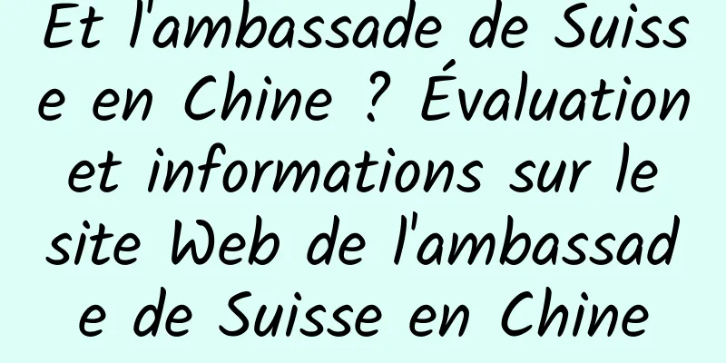 Et l'ambassade de Suisse en Chine ? Évaluation et informations sur le site Web de l'ambassade de Suisse en Chine