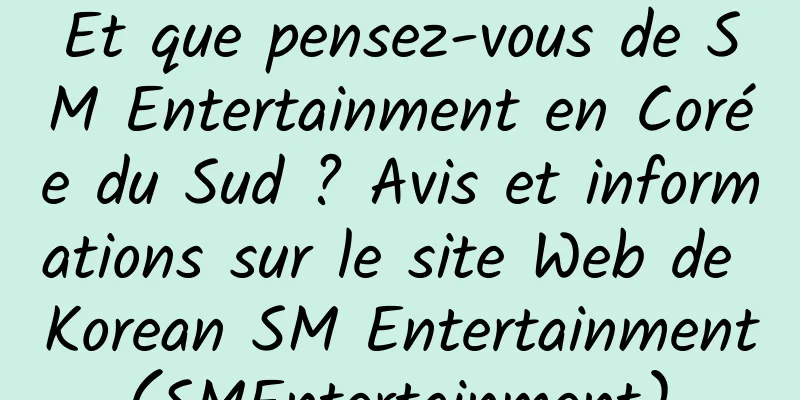 Et que pensez-vous de SM Entertainment en Corée du Sud ? Avis et informations sur le site Web de Korean SM Entertainment (SMEntertainment) 