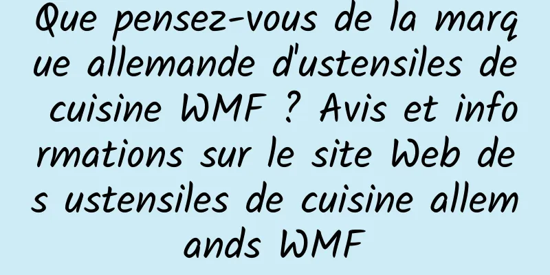 Que pensez-vous de la marque allemande d'ustensiles de cuisine WMF ? Avis et informations sur le site Web des ustensiles de cuisine allemands WMF