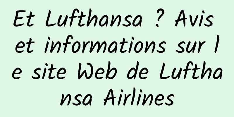 Et Lufthansa ? Avis et informations sur le site Web de Lufthansa Airlines