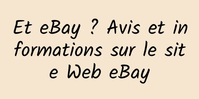 Et eBay ? Avis et informations sur le site Web eBay