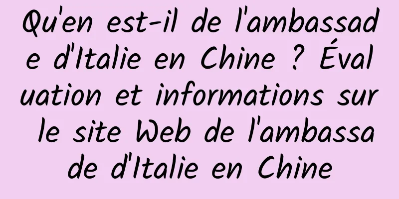 Qu'en est-il de l'ambassade d'Italie en Chine ? Évaluation et informations sur le site Web de l'ambassade d'Italie en Chine
