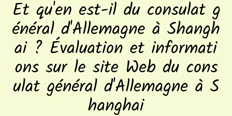 Et qu'en est-il du consulat général d'Allemagne à Shanghai ? Évaluation et informations sur le site Web du consulat général d'Allemagne à Shanghai