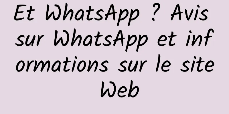 Et WhatsApp ? Avis sur WhatsApp et informations sur le site Web