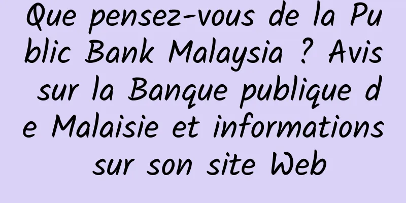 Que pensez-vous de la Public Bank Malaysia ? Avis sur la Banque publique de Malaisie et informations sur son site Web