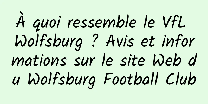 À quoi ressemble le VfL Wolfsburg ? Avis et informations sur le site Web du Wolfsburg Football Club