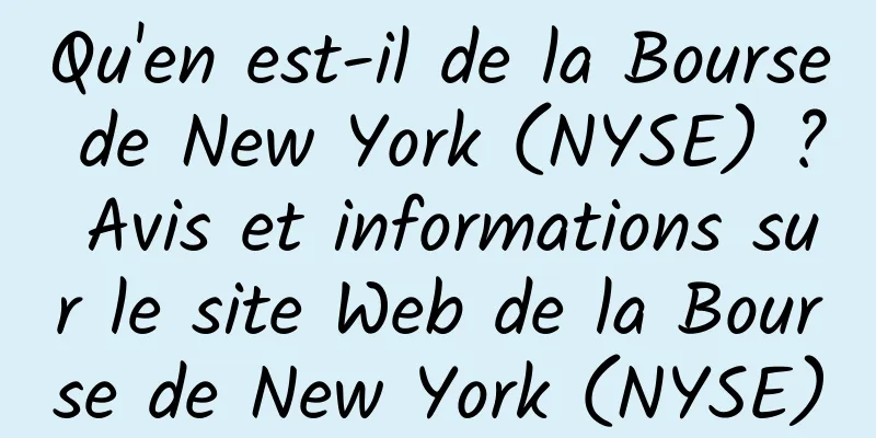 Qu'en est-il de la Bourse de New York (NYSE) ? Avis et informations sur le site Web de la Bourse de New York (NYSE)