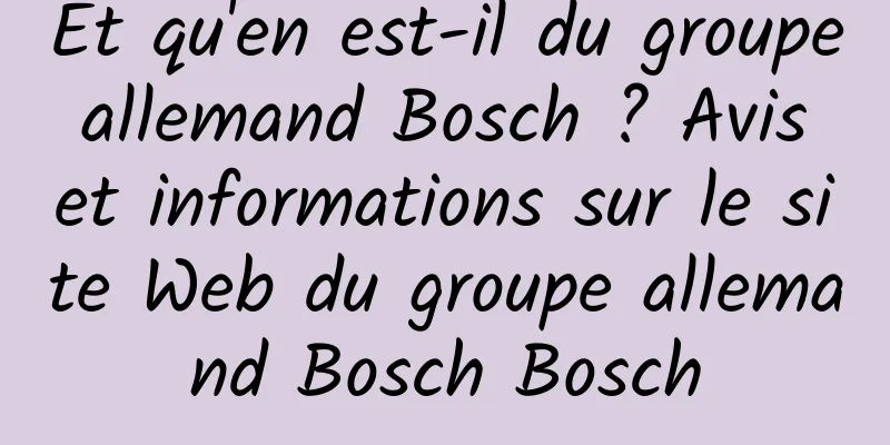 Et qu'en est-il du groupe allemand Bosch ? Avis et informations sur le site Web du groupe allemand Bosch Bosch
