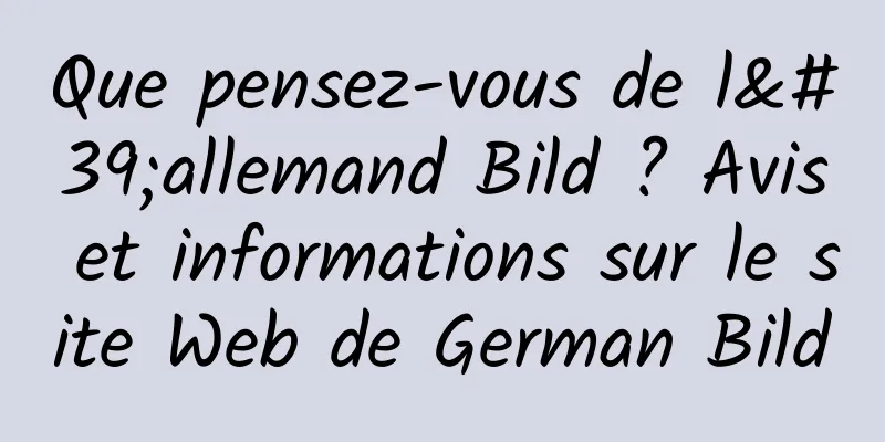 Que pensez-vous de l'allemand Bild ? Avis et informations sur le site Web de German Bild