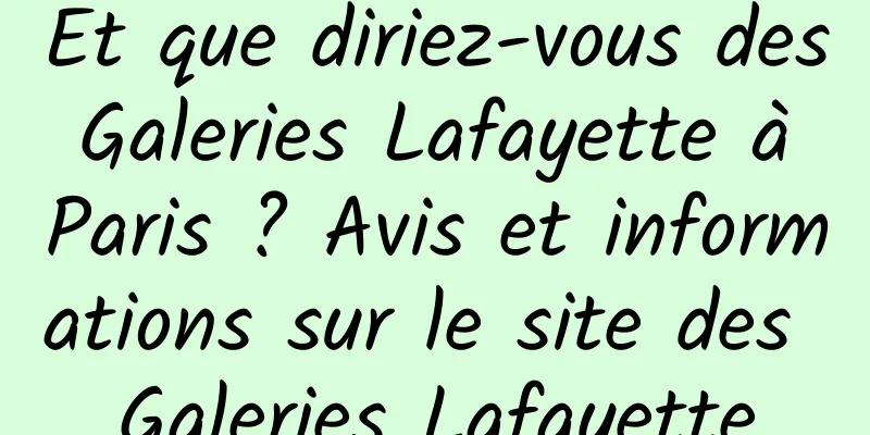 Et que diriez-vous des Galeries Lafayette à Paris ? Avis et informations sur le site des Galeries Lafayette