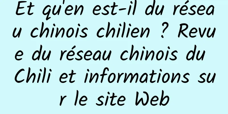 Et qu'en est-il du réseau chinois chilien ? Revue du réseau chinois du Chili et informations sur le site Web
