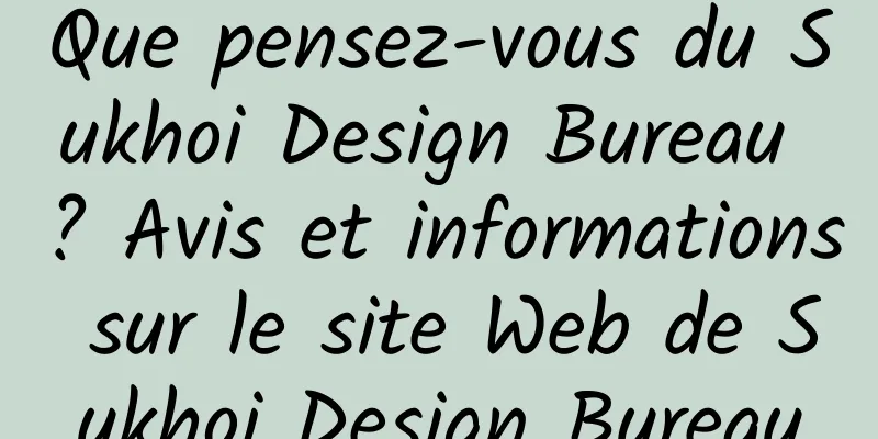 Que pensez-vous du Sukhoi Design Bureau ? Avis et informations sur le site Web de Sukhoi Design Bureau