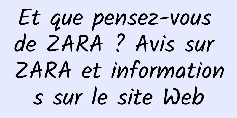 Et que pensez-vous de ZARA ? Avis sur ZARA et informations sur le site Web