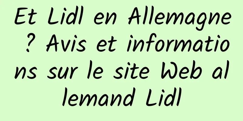 Et Lidl en Allemagne ? Avis et informations sur le site Web allemand Lidl