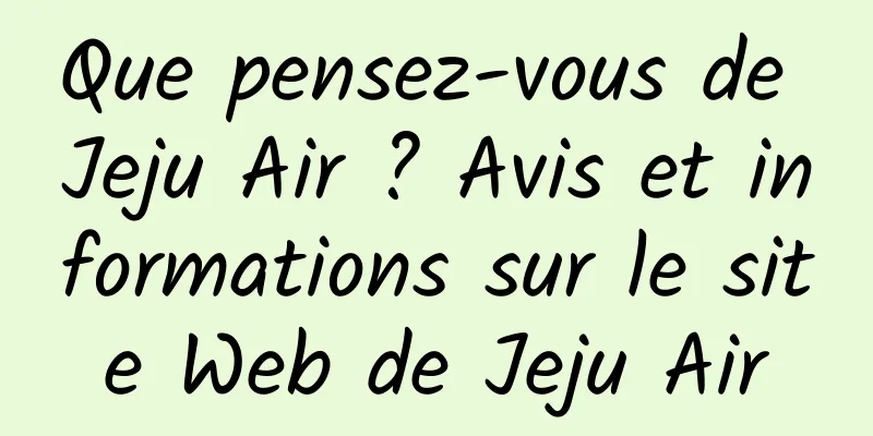 Que pensez-vous de Jeju Air ? Avis et informations sur le site Web de Jeju Air