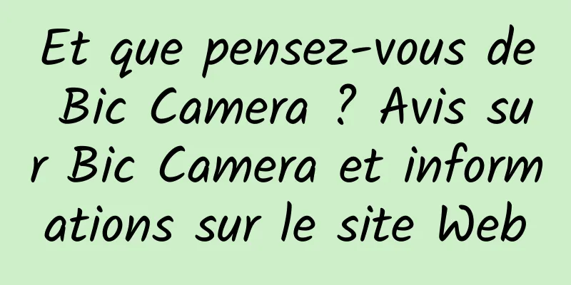 Et que pensez-vous de Bic Camera ? Avis sur Bic Camera et informations sur le site Web